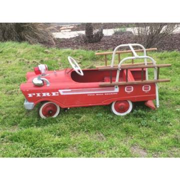 Fire Truck Pedal Car, Full Ball Bearing, circa 1968. Complete.Original Paint