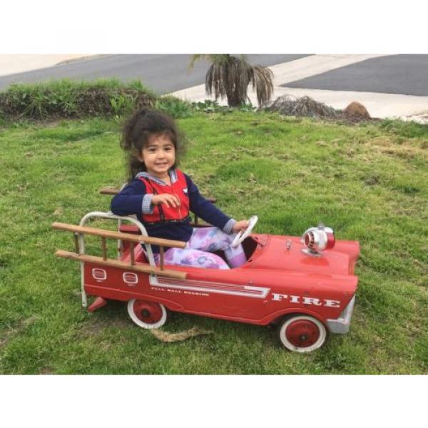 Fire Truck Pedal Car, Full Ball Bearing, circa 1968. Complete.Original Paint #2 image