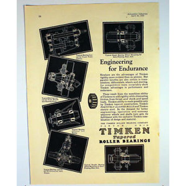 Vintage 1929 Timken Tapered Roller Bearings Automotive Industries  Ad #5 image