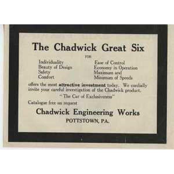 1912 Chadwick 6 Pottstown PA Automobile Magazine Ad Norma Ball Bearings ma5420 #5 image